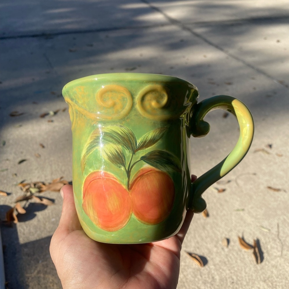 Certified International Green and Orange Ceramic Mug